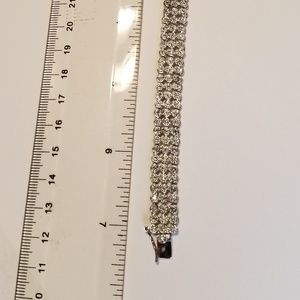 NEW 7" Diamond Chip 3 Row Sterling Silver Bracelet